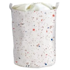 Panier à Linge Terrazzo , Blanc, L.40 X H.50 X P.40 Cm EQUIP STORE