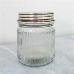 Boîte à Coton Verre Chaumont, Métal Et Transparent, Strié