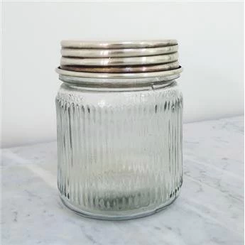 Boîte à Coton Verre Chaumont, Métal Et Transparent, Strié 1 Boîte à Coton Verre Chaumont, Métal Et Transparent, Strié