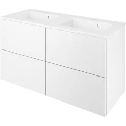 Meuble Double Vasque, 4t L.120 X H.64 X P.48 Cm, Blanc, Neo Line