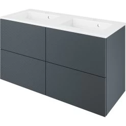 Meuble Double Vasque, 4t L.120 X H.64 X P.48 Cm, Gris Paris 2 Linear, Neo Line