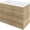Meuble Simple Vasque, 2t L.90 X H.64 X P.48 Cm, Effet Chêne Miel, Neo Line