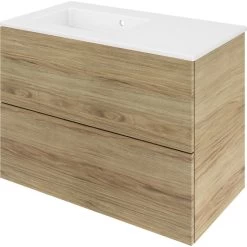 Meuble Simple Vasque, 2t L.90 X H.64 X P.48 Cm, Effet Chêne Miel, Neo Line