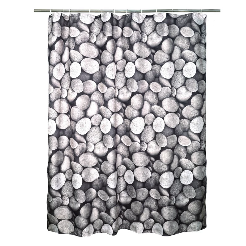 Rideau De Douche En Textile L.180 X H.200 Cm, Galet SENSEA 1 Rideau De Douche En Textile L.180 X H.200 Cm, Galet SENSEA