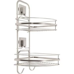 Etagère De Bain / Douche D’angle à Ventouse, Satin, Bestlock Palladium