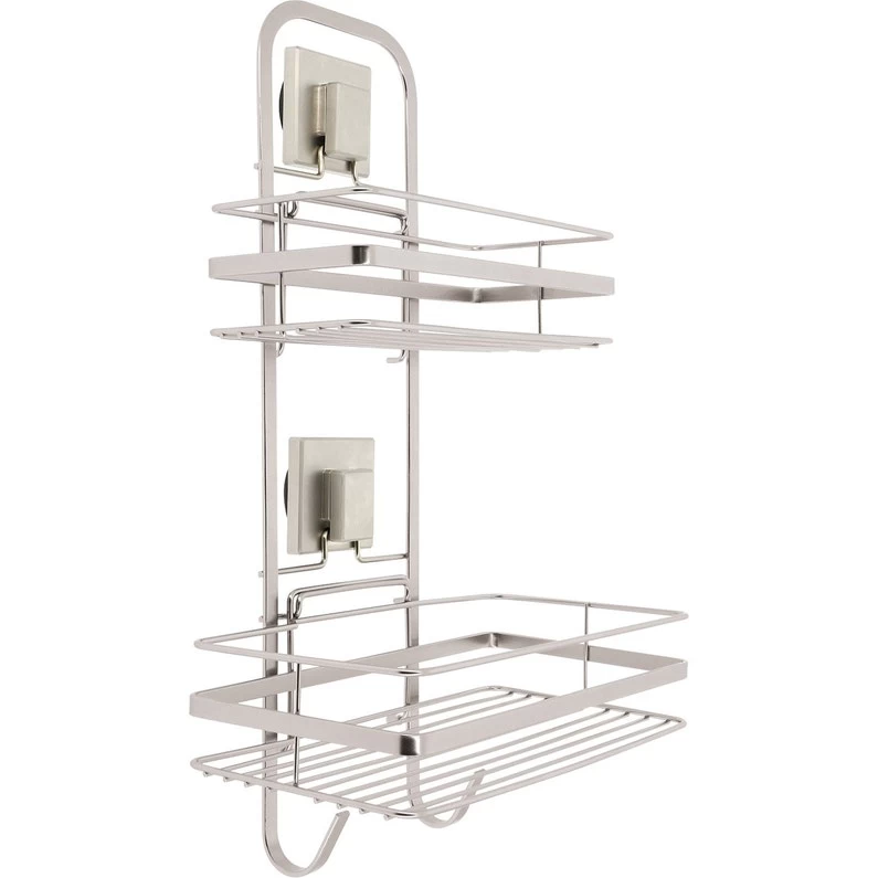 Etagère De Bain / Douche à Ventouse, Satin, Rectangle Double Bestlock Palladium 1 Etagère De Bain / Douche à Ventouse, Satin, Rectangle Double Bestlock Palladium