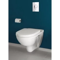 Pack WC Suspendu O.novo VILLEROY & BOCH Et Bâti Mur Double GROHE, Plaque Chrome