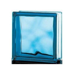 Brique De Verre, Bleu Ciel Ondulé Brillant