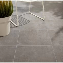 Carrelage Sol Extérieur Forte Effet Béton Anthracite Alma L.45 X L.45 Cm