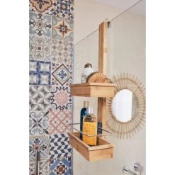Etagère De Bain / Douche à Suspendre, Naturel, Wellness