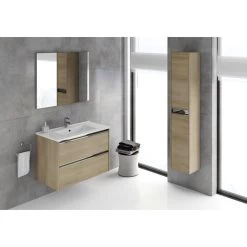 Meuble Simple Vasque L.80 X H.60 X P.46 Cm, Effet Chêne Naturel