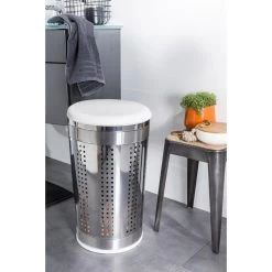 Panier à Linge Métal Urban, Chrome, L.35 X H.58.5 X P.35 Cm