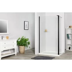 Paroi De Douche à L’italienne, L.90 Cm + L.40 Cm Verre Transparent 8 Mm Remix