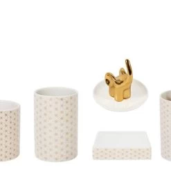 Porte Bague Céramique Elephant, Blanc Et Or -Salle De Bain Magasin porte bague ceramique elephant blanc et or 1 1