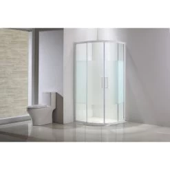 Porte De Douche, Angle 1/4 De Cercle, L.79 Cm X L.79 Cm, Sérigraphié, Quad