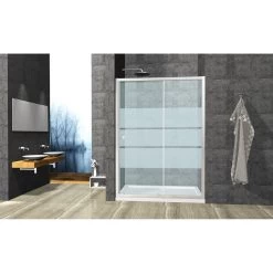 Porte De Douche Coulissante 118 Cm, Sérigraphié, Dado