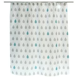 Rideau De Douche En Textile Gris Galet N°3 L.180 X H.200 Cm, Drop SENSEA