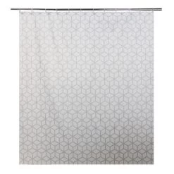 Rideau De Douche En Textile Gris Zingué N°1 L.180 X H.200 Cm, Boomer SENSEA