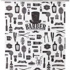 Rideau De Douche En Textile Noir L.180 X H.200 Cm, Barnabe SENSEA