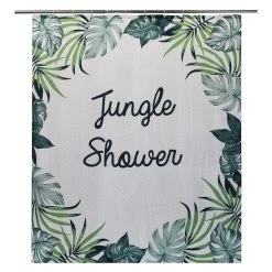 Rideau De Douche En Textile Vert L.180 X H.200 Cm, Jungle Shower SENSEA