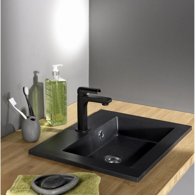 Vasque à Encastrer Résine De Synthèse L.50 X P.40 Cm Noir Polly 1 Vasque à Encastrer Résine De Synthèse L.50 X P.40 Cm Noir Polly